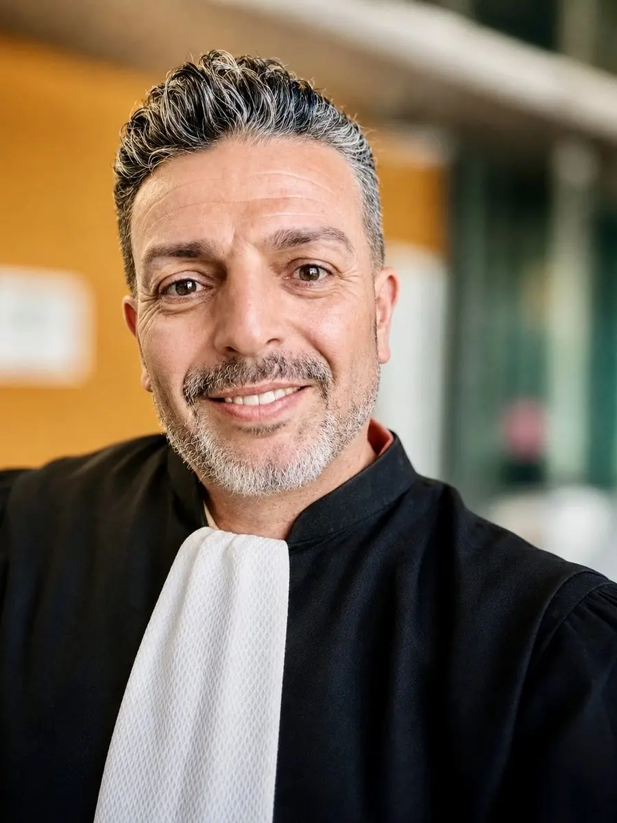 Abdelaziz Mimoun, avocat à la Cour au barreau de Versailles, en robe